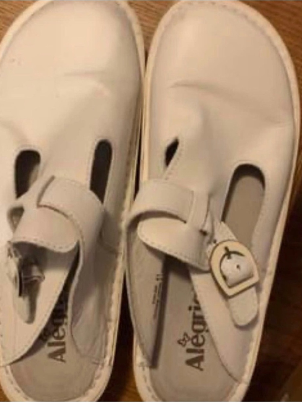 Alegria Women’s White Leather Slip on Shoes